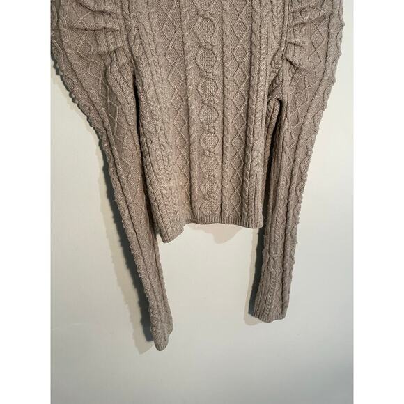 Something Navy Charlie Puff Sleeve Cable Knit Cardigan in Oatmeal Color - Picture 12 of 12